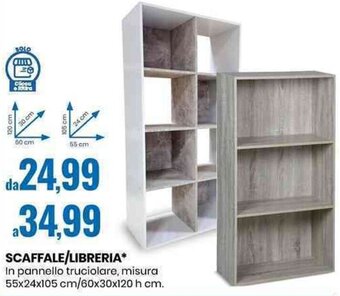 Eurospin SCAFFALE/LIBRERIA* In pannello truciolare, misura 55x24x105 cm/60x30x120 h cm. offerta