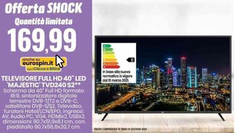 TELEVISORE FULL HD 40" LED 'MAJESTIC' TVD240 S2**
