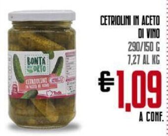 CETRIOLINI IN ACETO DI VINO 290/150 G