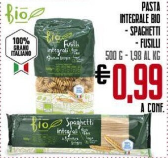 Todis PASTA INTEGRALE BIO - SPAGHETTI - FUSILLI 500 g offerta