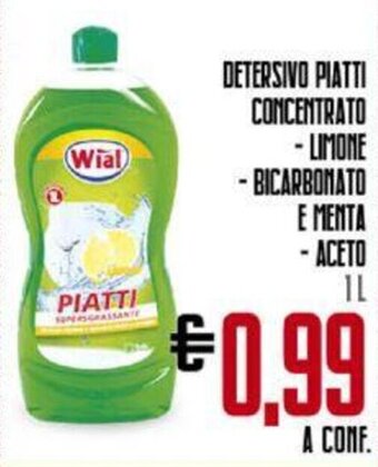 Todis DETERSIVO PIATTI CONCENTRATO -LIMONE -BICARBONATO E MENTA - ACETO 1 l offerta