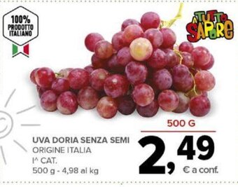 Todis UVA DORIA SENZA SEMI ORIGINE ITALIA 500 g offerta