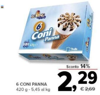 Todis 6 CONI PANNA 420 g offerta