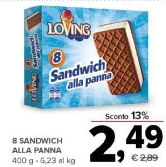 Todis 8 SANDWICH ALLA PANNA 400 g offerta