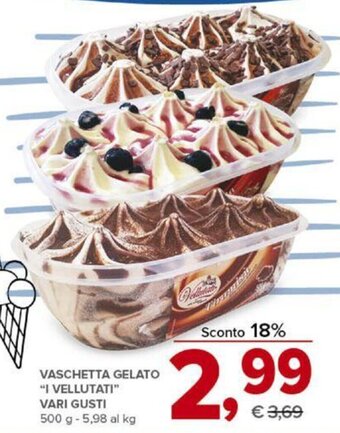 Todis VASCHETTA GELATO "I VELLUTATI" VARI GUSTI 500 g offerta