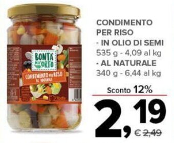 Todis CONDIMENTO PER RISO - IN OLIO DI SEMI 535 g - AL NATURALE 340 g offerta