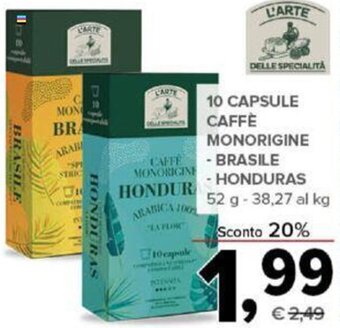 Todis 10 CAPSULE CAFFÈ MONORIGINE - BRASILE - HONDURAS 52 g offerta