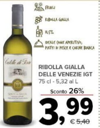 Todis RIBOLLA GIALLA DELLE VENEZIE IGT 75 cl offerta