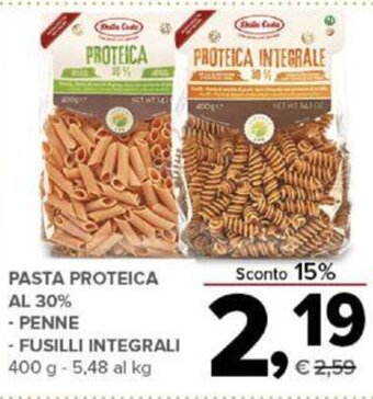 Todis PASTA PROTEICA AL 30% - PENNE - FUSILLI INTEGRALI 400 g offerta