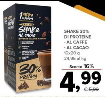 Todis SHAKE 30% DI PROTEINE - AL CAFFÈ - AL CACAO 10x20 g offerta