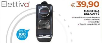 Todis MACCHINA DEL CAFFÈ ✓ Compatibile con capsule Nespresso ✓Potenza: 1400 Watt ✓Pompa 19 Bar ✓ Capacità serbatoio: 800 ml offerta