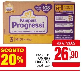 PANNOLINI PAMPERS PROGRESSI quadripack