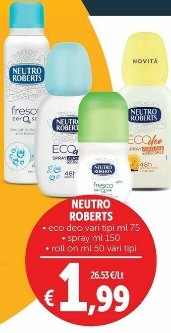 Deco Supermercati Neutro Roberts Deodorante offerta