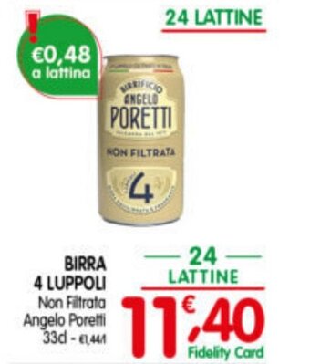 BIRRA 4 LUPPOLI Non Filtrata Angelo Poretti 33cl