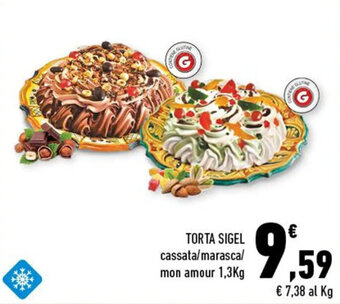 Conad TORTA SIGEL cassata/marasca/ mon amour 1,3Kg offerta