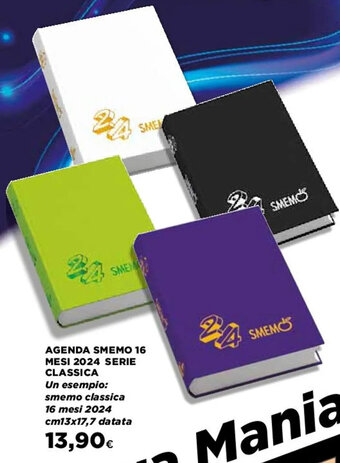 Coop AGENDA SMEMO 16 MESI 2024 SERIE CLASSICA Un esempio: smemo classica 16 mesi 2024 cm13x17,7 datata offerta