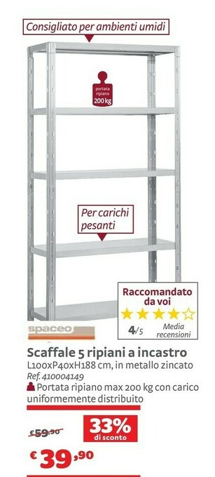 Bricocenter Scaffale 5 Ripiani A Incastro offerta