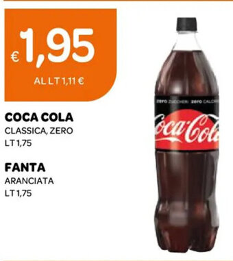 Ekom COCA COLA CLASSICA, ZERO LT 1,75 FANTA ARANCIATA LT 1,75 offerta