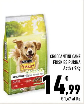 Conad CROCCANTINI CANE FRISKIES PURINA Active 9Kg offerta