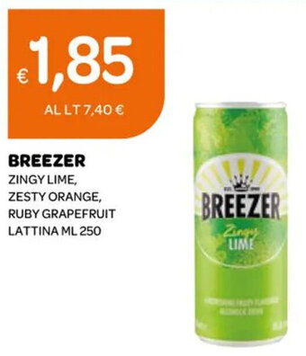 BREEZER ZINGY LIME, ZESTY ORANGE, RUBY GRAPEFRUIT LATTINA ML 250