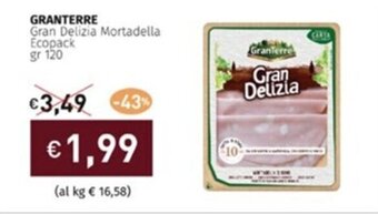 Prezzemolo e Vitale GRANTERRE Gran Delizia Mortadella Ecopack gr 120 offerta