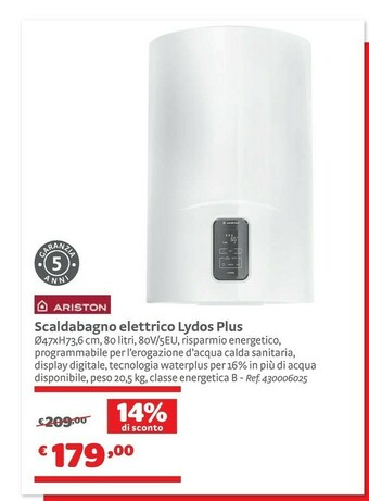 Bricocenter Ariston Scaldabagno elettrico offerta