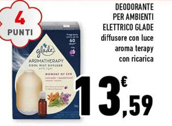 Conad DEODORANTE PER AMBIENTI ELETTRICO GLADE diffusore con luce aroma terapy con ricarica offerta