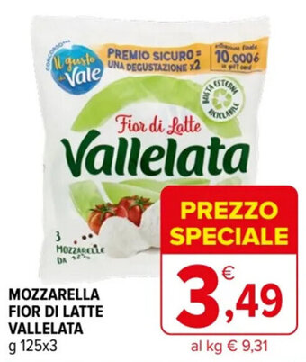 Iperal MOZZARELLA FIOR DI LATTE VALLELATA g 125x3 offerta