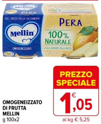 Iperal OMOGENEIZZATO DI FRUTTA MELLIN g 100x2 offerta