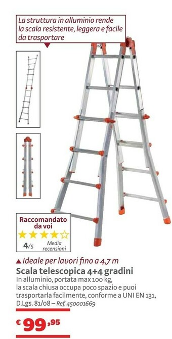 Bricocenter Scala Telescopica 4+4 Gradini offerta