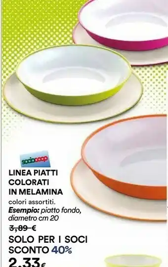 Coop Linea Piatti Colorati In Melamina Piatto Fondo offerta