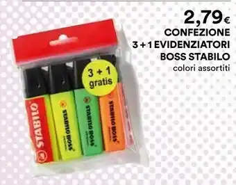 Coop Stabilo Evidenziatore - BOSS ORIGINAL - Eco Pack Da 4 - Colori Assortiti offerta