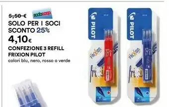 Coop Pilot 3 Ricariche Refill Frixion Rosso offerta