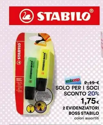 Coop Stabilo Evidenziatore - BOSS ORIGINAL - Pack Da 2 - Giallo offerta