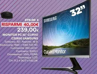 Coop Samsung C32R50 Monitor Pc 32" Curvo offerta