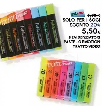 Coop Tratto Video 8 Evidenziatori Pastel offerta