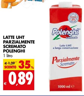 Tigros LATTE UHT PARZIALMENTE SCREMATO POLENGHI 1 litro offerta