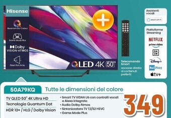 Expert Hisense tv qled 50 4k ultra hd 50a79kq offerta