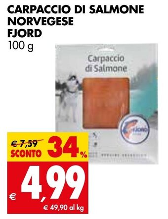 Tigros CARPACCIO DI SALMONE NORVEGESE FJORD 100 g offerta
