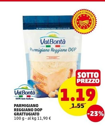 PENNY Valbontà Parmigiano Reggiano DOP Grattugiato 100 G(ml) offerta