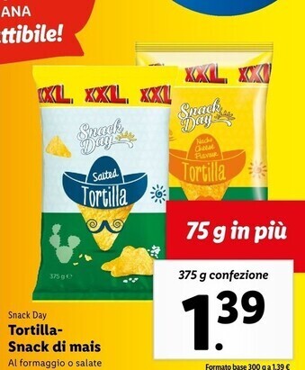Lidl Snack day tortilla-snack di mais offerta