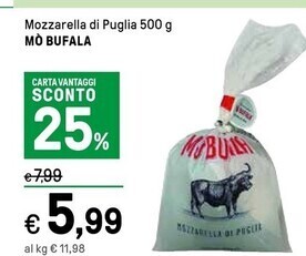 Iper La Grande Mò bufala mozzarella di puglia offerta