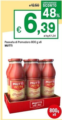 Iper La Grande Mutti passata di pomodoro offerta