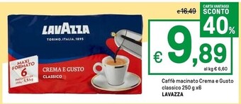Iper La Grande Lavazza caffe macinato crema e gusto classico offerta