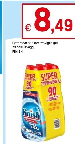 Iper La Grande Finish detersivo per lavastoviglie gel offerta
