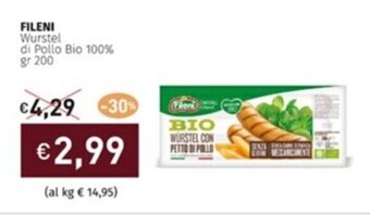 Prezzemolo e Vitale FILENI Wurstel di Pollo Bio 100% gr 200 offerta