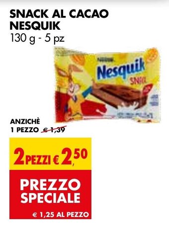 Tigros SNACK AL CACAO NESQUIK 130 g - 5 pz offerta