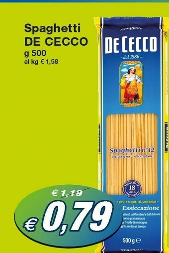 Prix Quality De Cecco Spaghetti N.12 500 G(ml) offerta