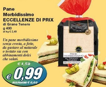 Prix Quality Eccellenze Di Prix Pane Morbidissino 400g offerta