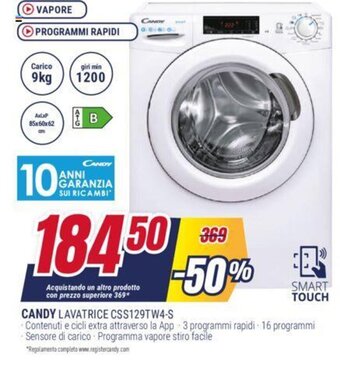 Trony CANDY LAVATRICE CSS129TW4-S offerta